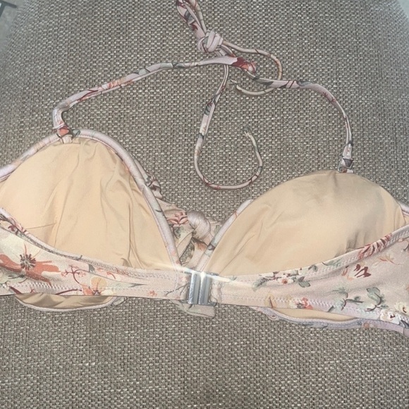 NWT Mink Pink Women's Summer Meadow Tie Front bikini Top Multi Pink Floral - Picture 7 of 11
